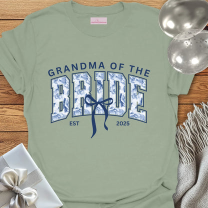 Grandma of the Bride Floral Varsity Wedding T-Shirt