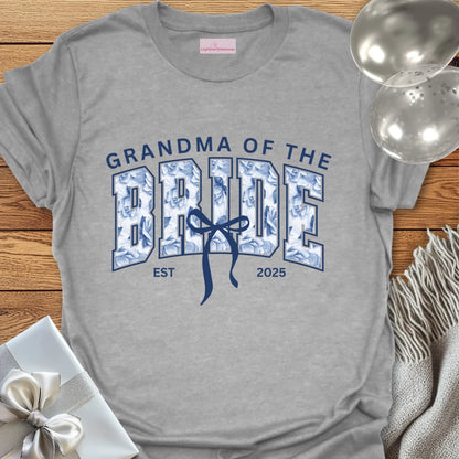 Grandma of the Bride Floral Varsity Wedding T-Shirt