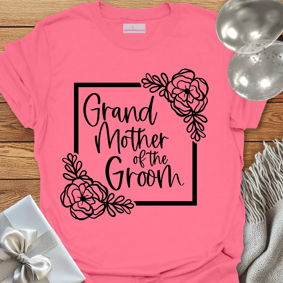 Grandmother of the Groom - Floral Bridal Party T-Shirt
