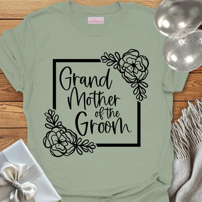 Grandmother of the Groom - Floral Bridal Party T-Shirt