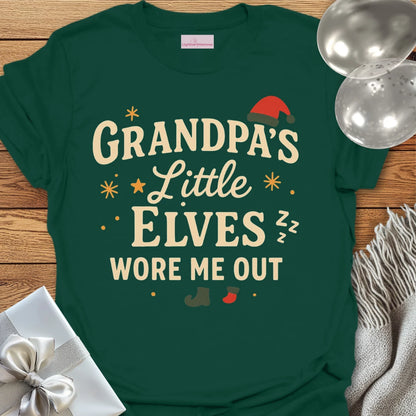 Grandpa's Little Elves Wore Me Out - Christmas T-Shirt