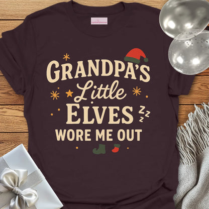 Grandpa's Little Elves Wore Me Out - Christmas T-Shirt