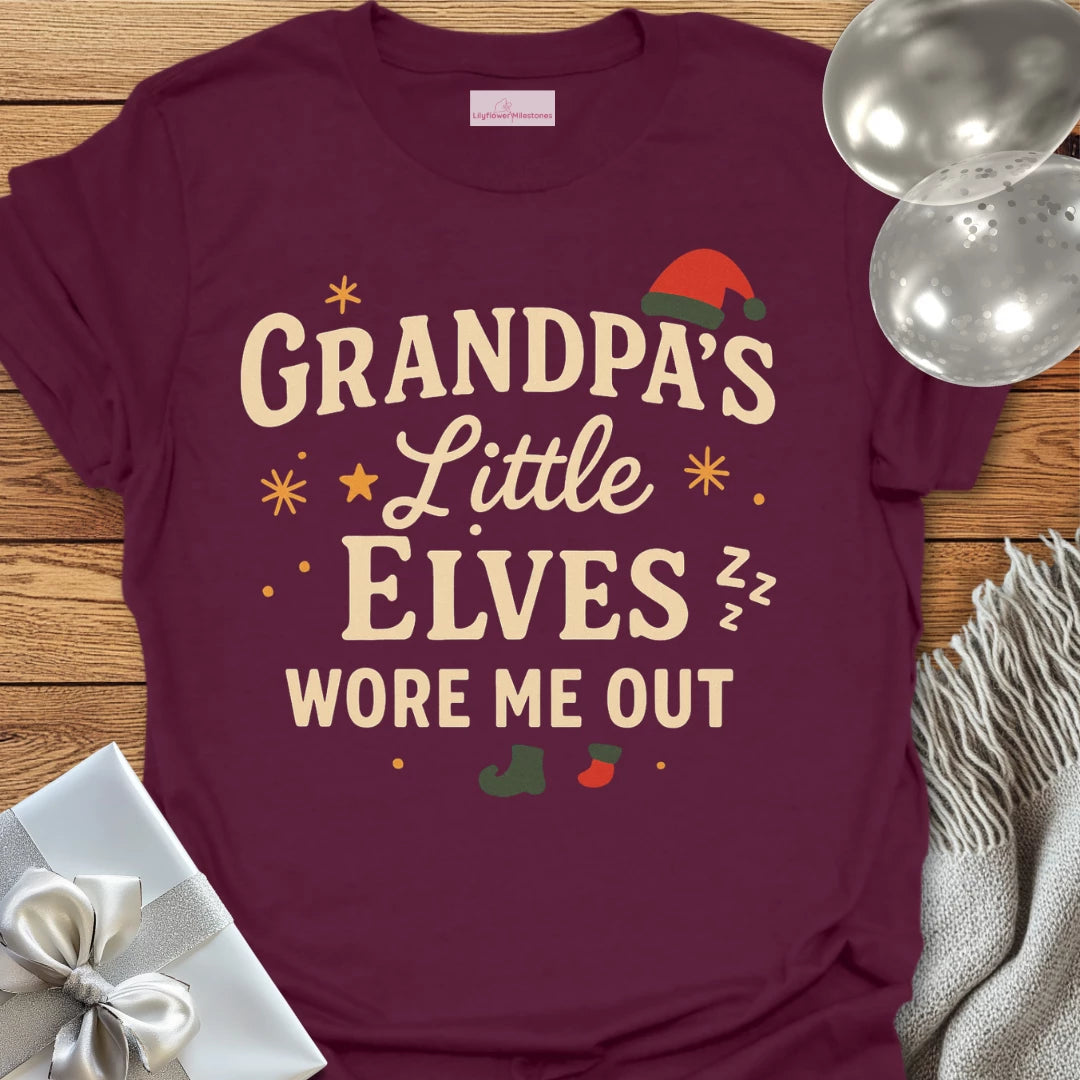 Grandpa's Little Elves Wore Me Out - Christmas T-Shirt