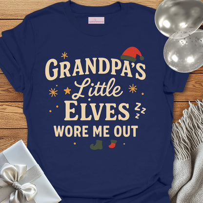 Grandpa's Little Elves Wore Me Out - Christmas T-Shirt