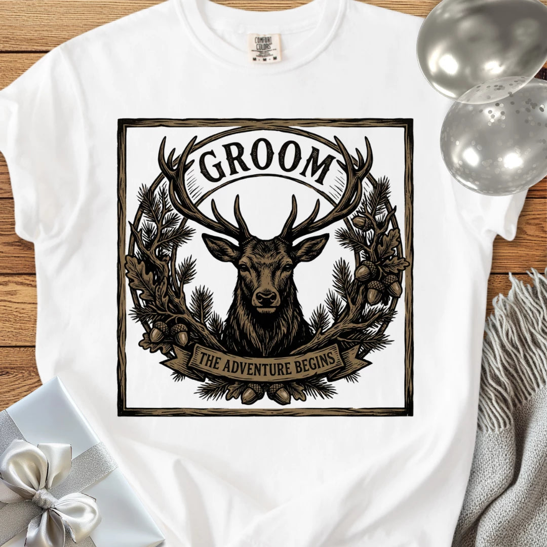 Groom, The Adventure Begins - Wedding T-Shirt