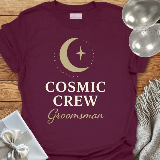 Groomsman, Cosmic Crew Wedding T-Shirt