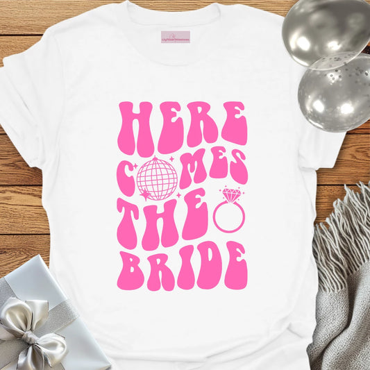 Here Comes the Bride (disco ball) - Bachelorette Party T-Shirt