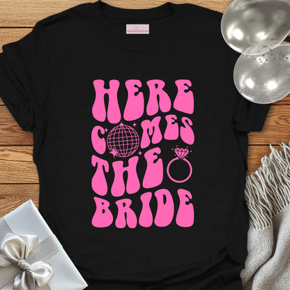 Here Comes the Bride (disco ball) - Bachelorette Party T-Shirt