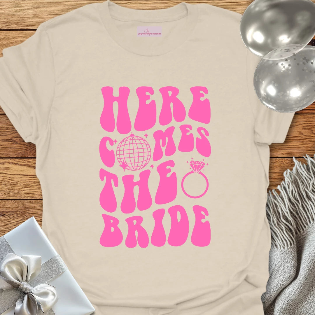 Here Comes the Bride (disco ball) - Bachelorette Party T-Shirt