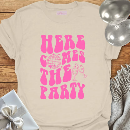 Here Comes the Party (disco ball) - Bachelorette Party T-Shirt