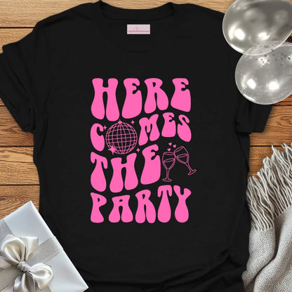 Here Comes the Party (disco ball) - Bachelorette Party T-Shirt