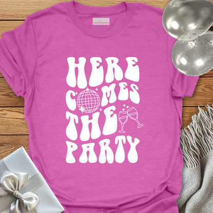 Here Comes the Party (disco ball) - Bachelorette Party T-Shirt