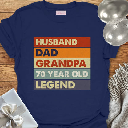 Husband, Dad, Grandpa, 70 Year Old, Legend - 70th Birthday T-Shirt