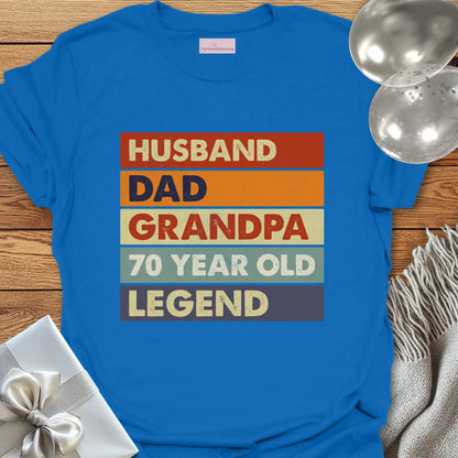 Husband, Dad, Grandpa, 70 Year Old, Legend - 70th Birthday T-Shirt
