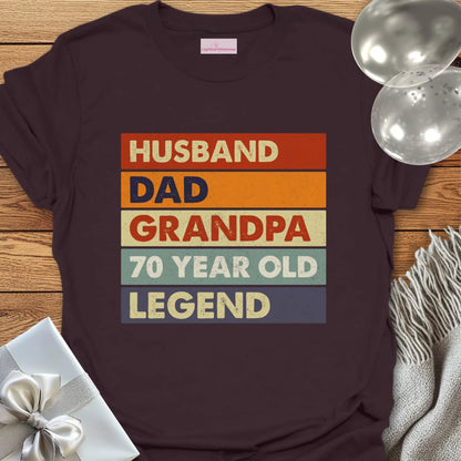 Husband, Dad, Grandpa, 70 Year Old, Legend - 70th Birthday T-Shirt