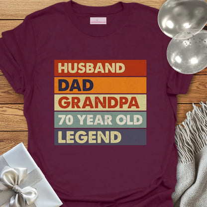 Husband, Dad, Grandpa, 70 Year Old, Legend - 70th Birthday T-Shirt
