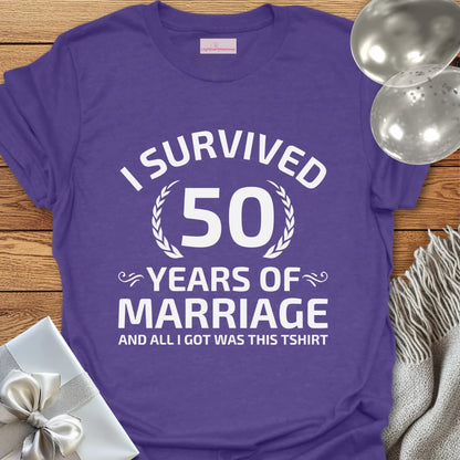 I Survived 50 Years of Marriage -50th Wedding Anniversary T-Shirt