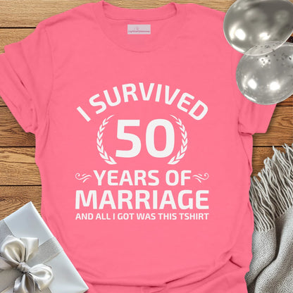I Survived 50 Years of Marriage -50th Wedding Anniversary T-Shirt