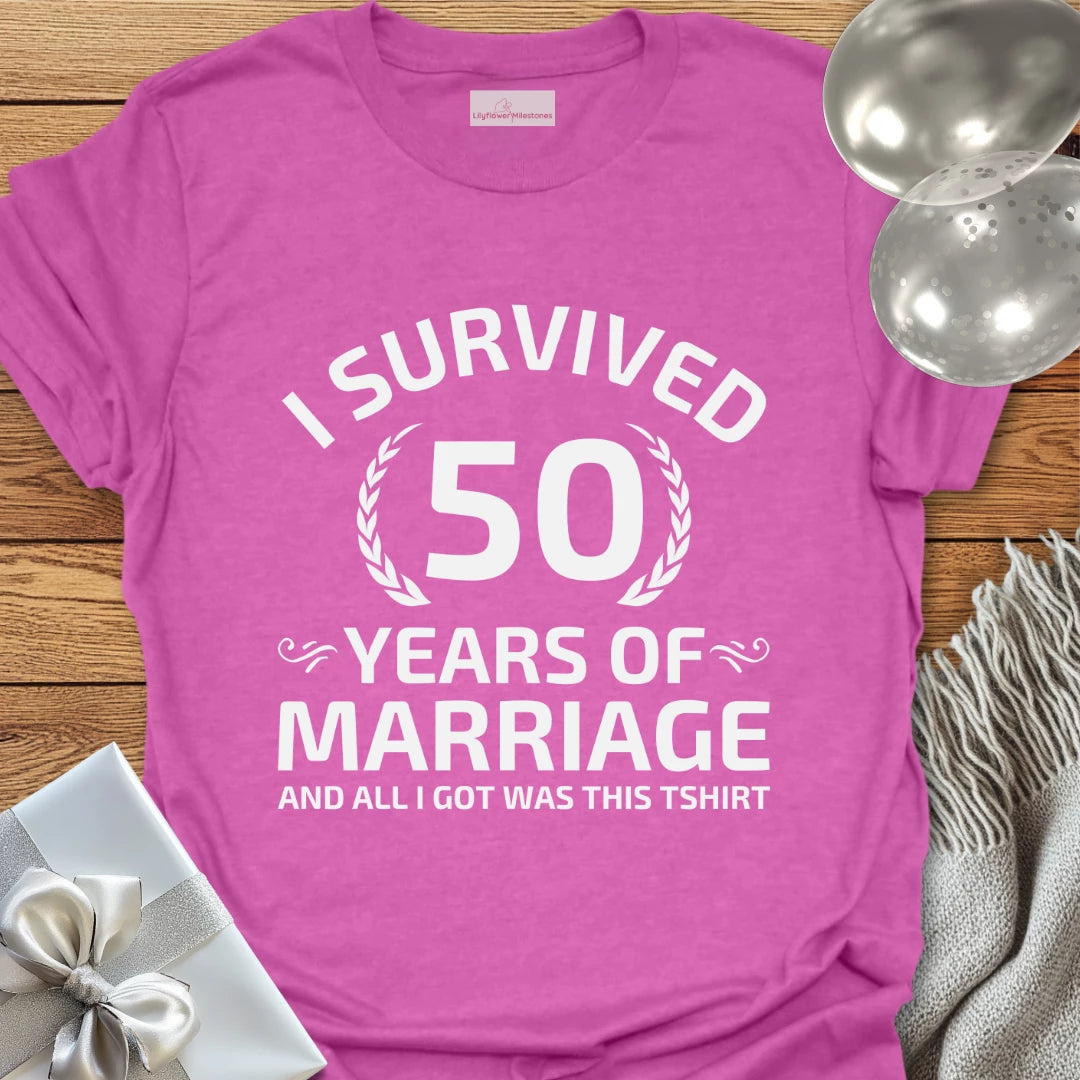 I Survived 50 Years of Marriage -50th Wedding Anniversary T-Shirt
