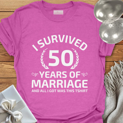 I Survived 50 Years of Marriage -50th Wedding Anniversary T-Shirt