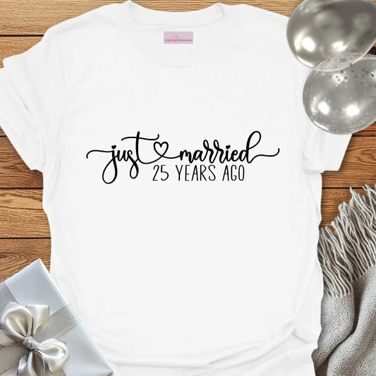 Just Married, 25 Years Ago - 25th Wedding Anniversary T-Shirt