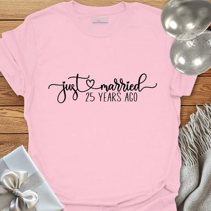 Just Married, 25 Years Ago - 25th Wedding Anniversary T-Shirt