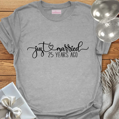 Just Married, 25 Years Ago - 25th Wedding Anniversary T-Shirt