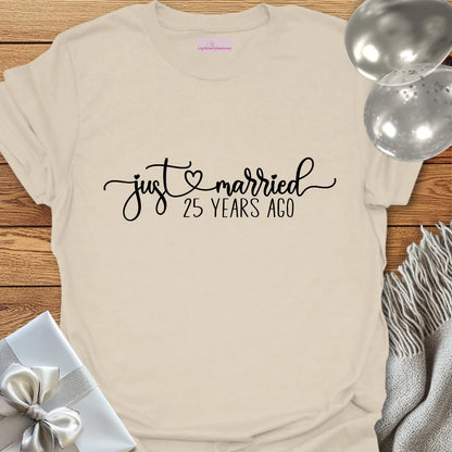 Just Married, 25 Years Ago - 25th Wedding Anniversary T-Shirt