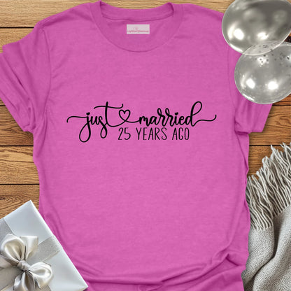 Just Married, 25 Years Ago - 25th Wedding Anniversary T-Shirt