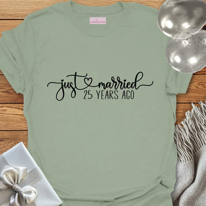 Just Married, 25 Years Ago - 25th Wedding Anniversary T-Shirt