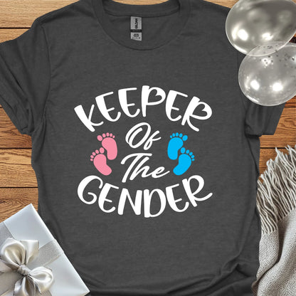 Keeper of the Gender (double footprint) - Gender Reveal T-Shirt