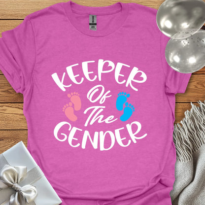Keeper of the Gender (double footprint) - Gender Reveal T-Shirt