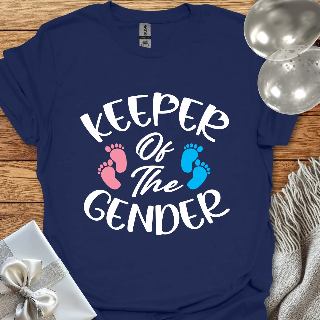 Keeper of the Gender (double footprint) - Gender Reveal T-Shirt