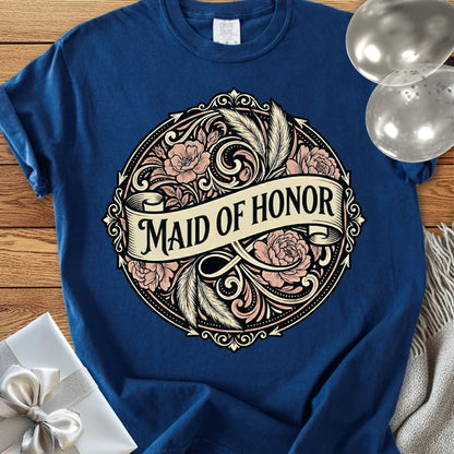 Maid of Honor - Premium Ornate Peony Wedding T-Shirt