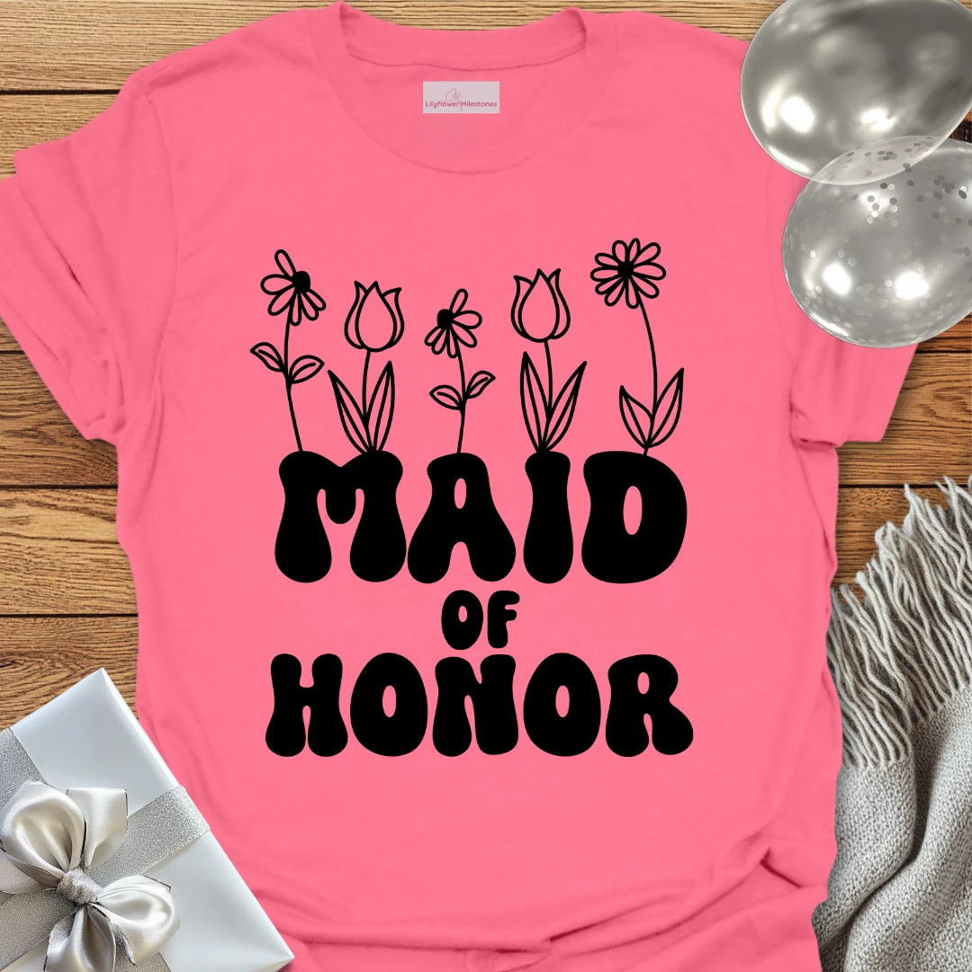 Maid of Honor (Wildflowers) - Bridal Party T-Shirt
