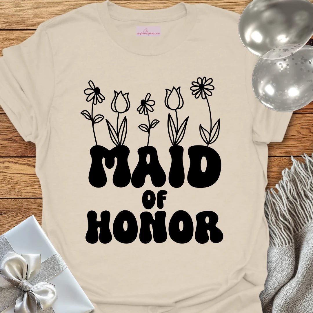 Maid of Honor (Wildflowers) - Bridal Party T-Shirt