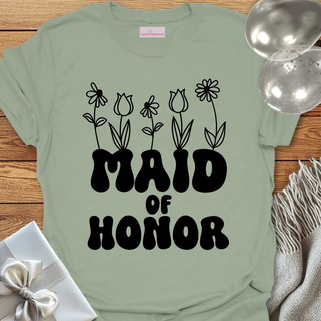 Maid of Honor (Wildflowers) - Bridal Party T-Shirt
