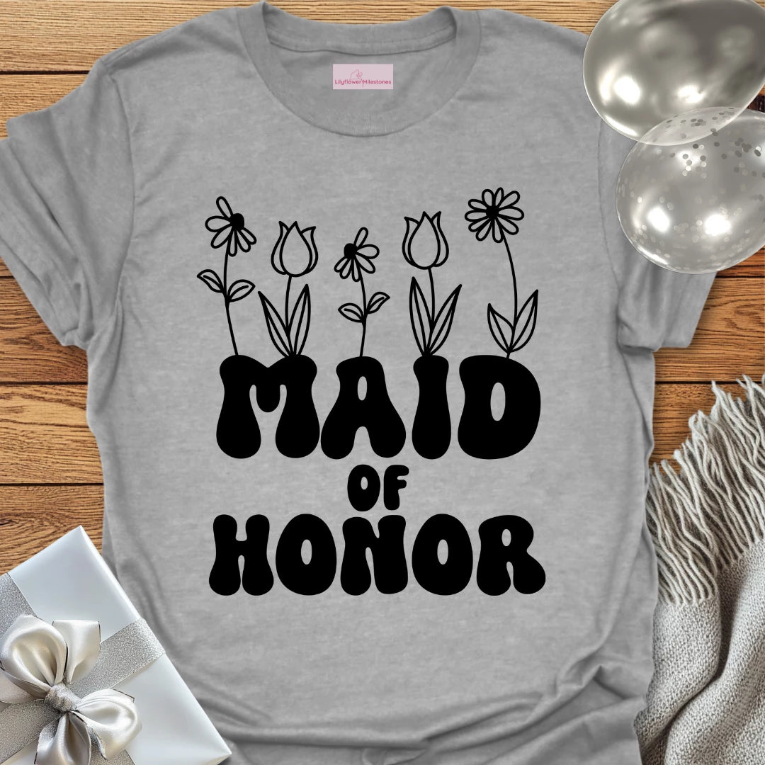 Maid of Honor (Wildflowers) - Bridal Party T-Shirt