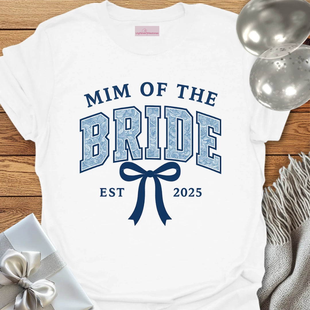 Mim of the Bride Floral Varsity Wedding T-Shirt