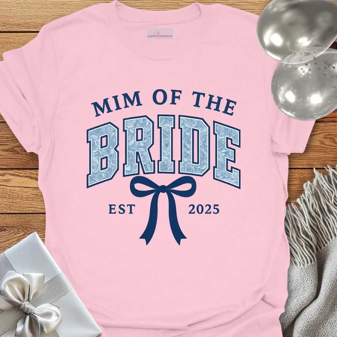 Mim of the Bride Floral Varsity Wedding T-Shirt