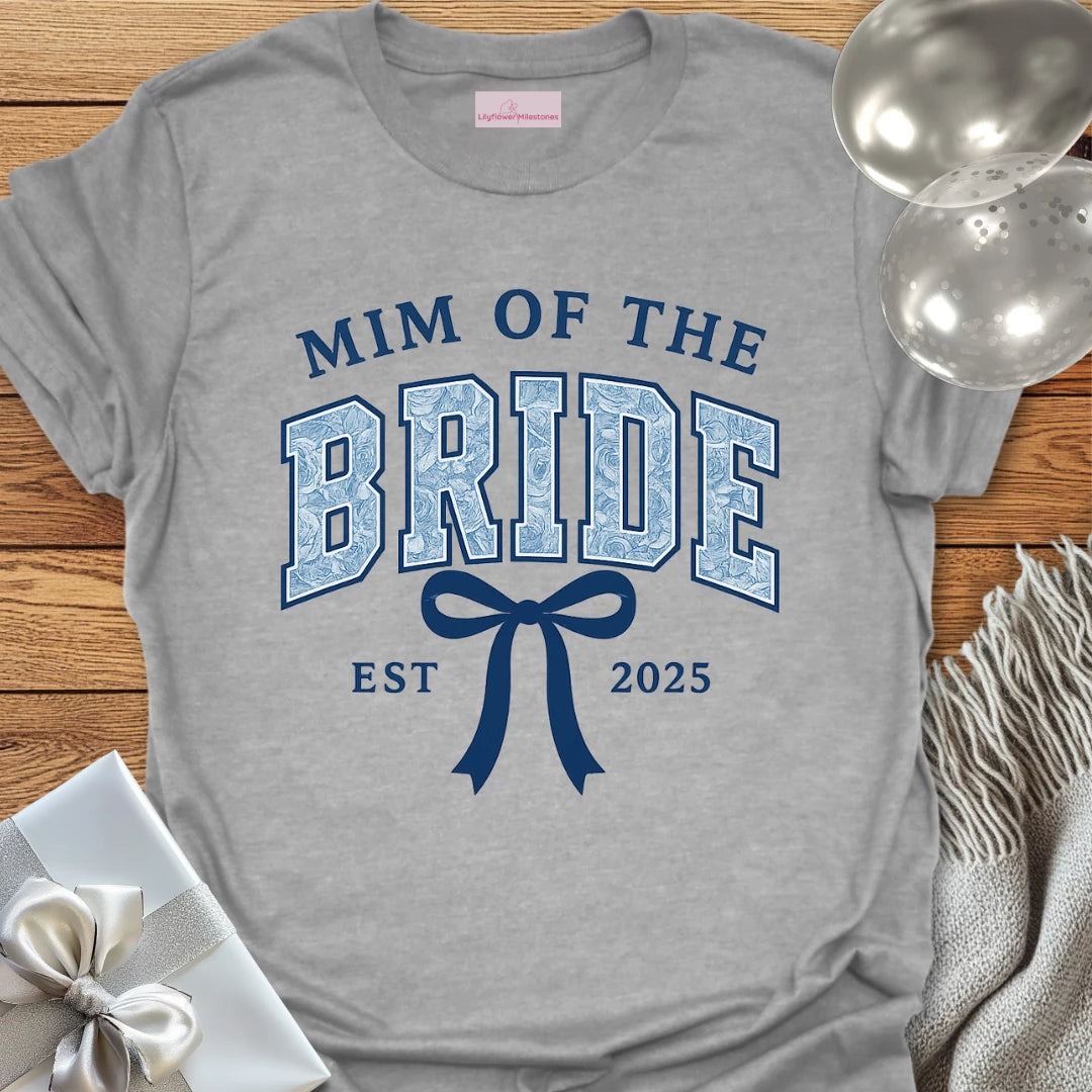 Mim of the Bride Floral Varsity Wedding T-Shirt
