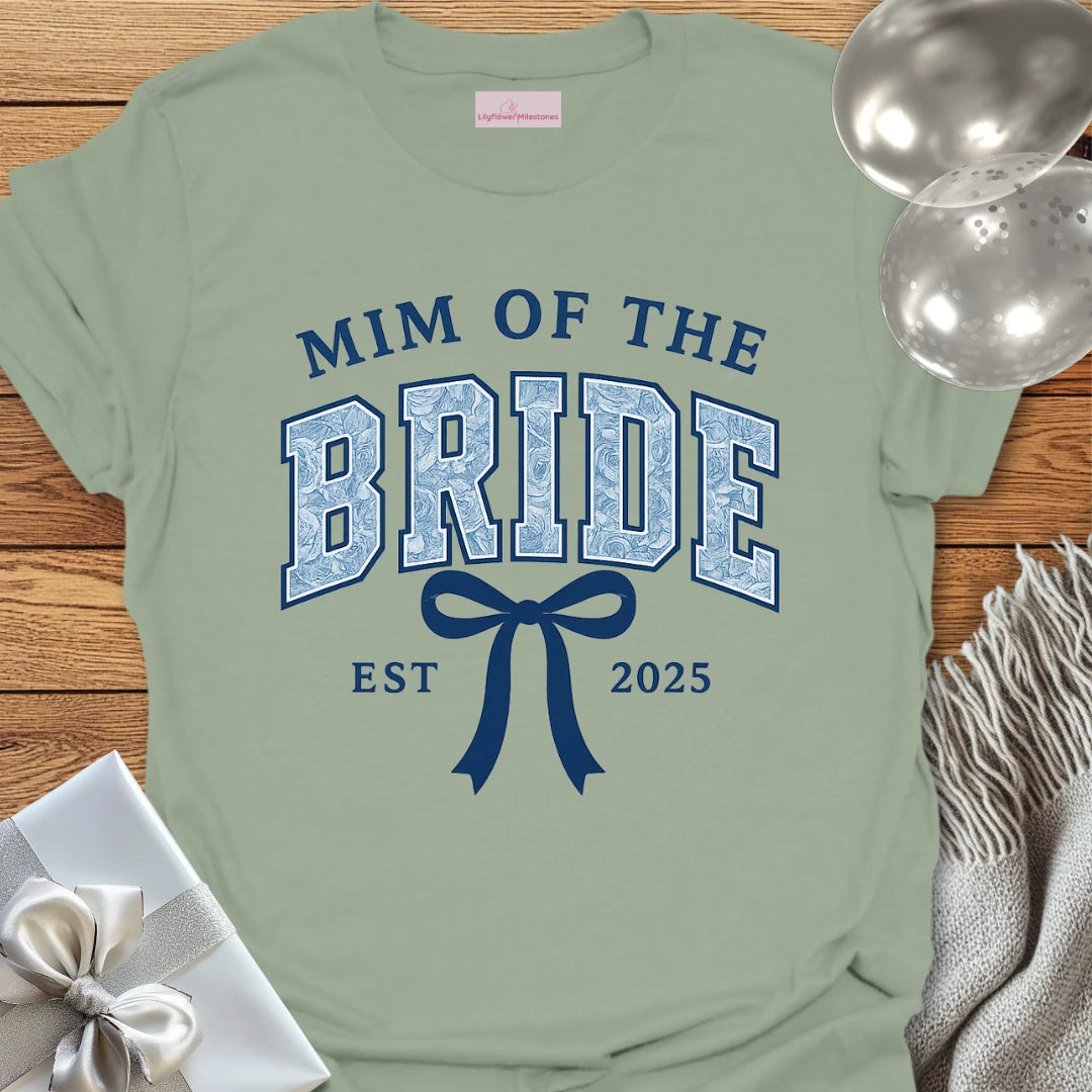 Mim of the Bride Floral Varsity Wedding T-Shirt