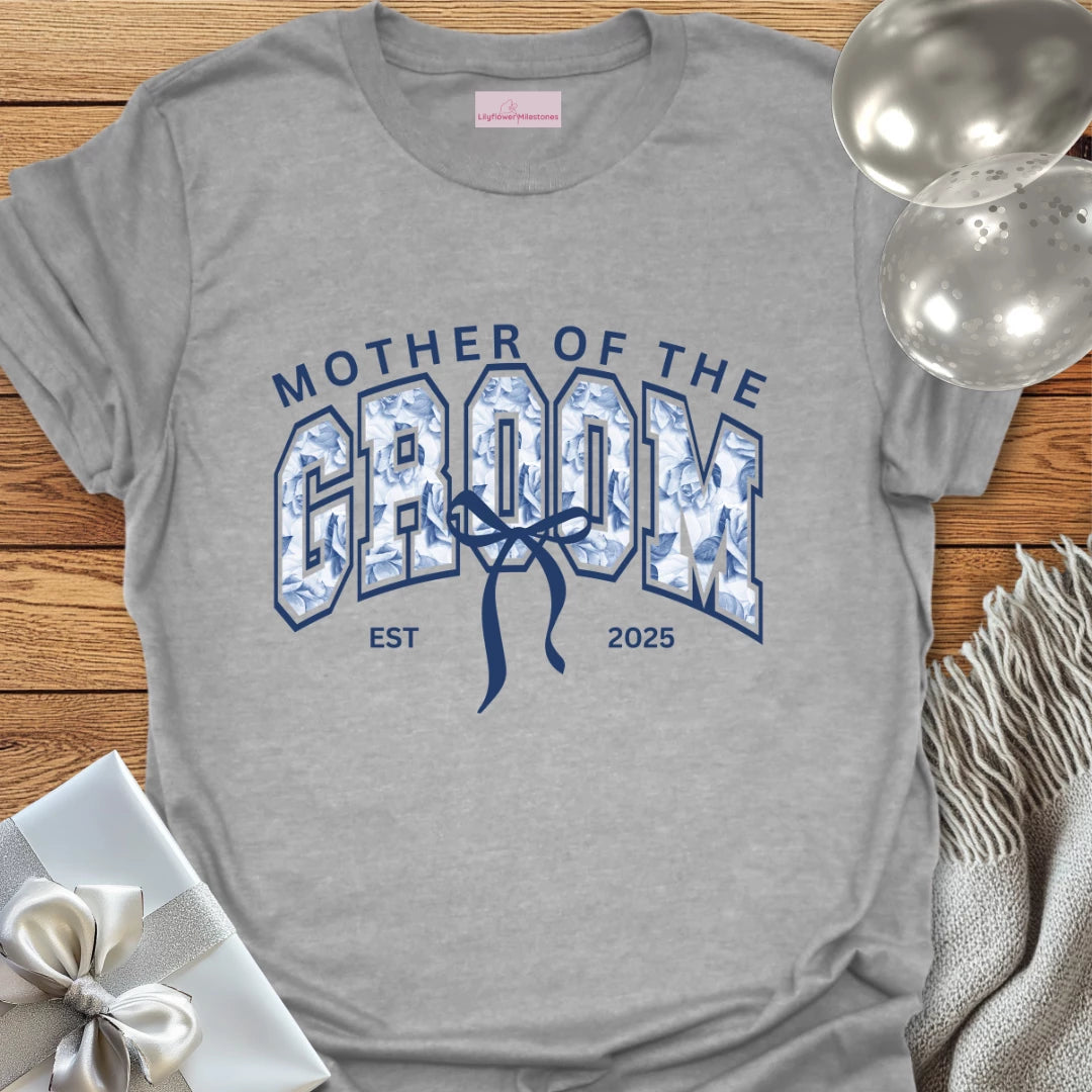 Mother of the Groom Floral Varsity Wedding T-Shirt
