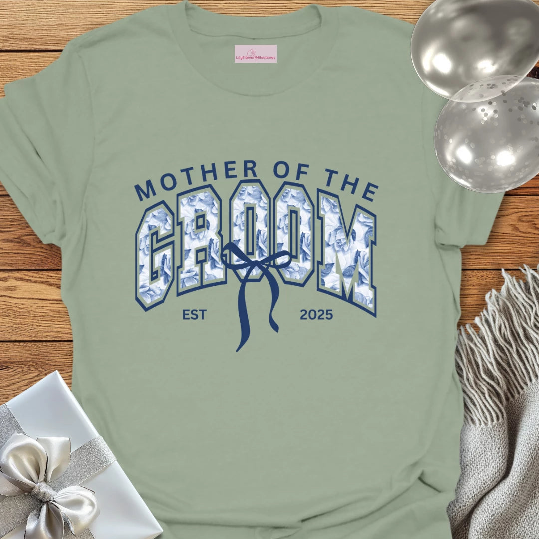 Mother of the Groom Floral Varsity Wedding T-Shirt