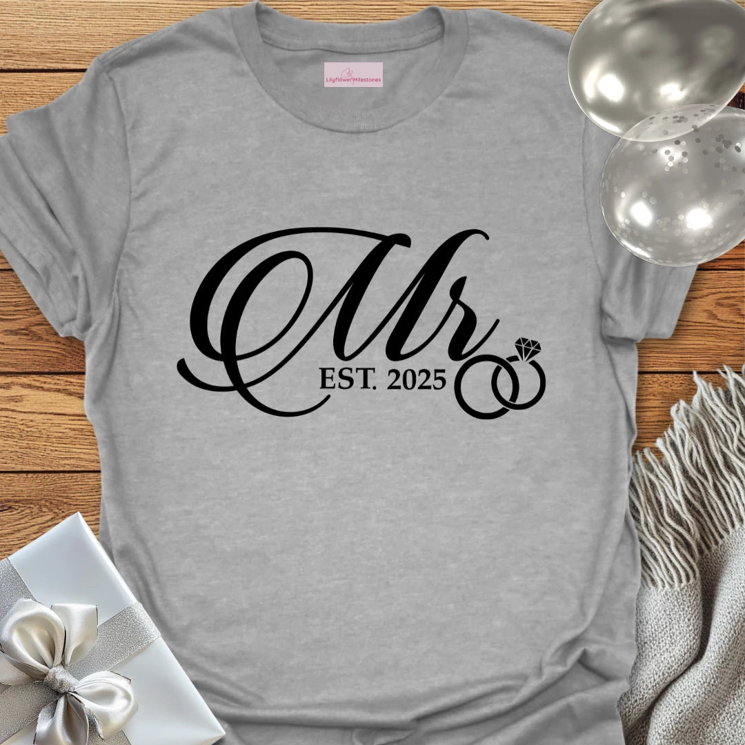 Mr, Est 2025 - Wedding T-Shirt