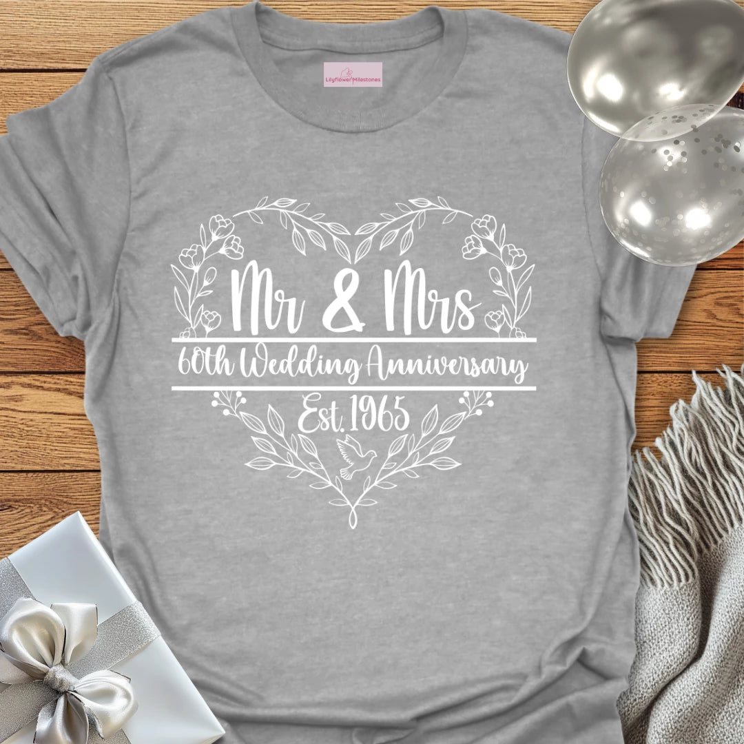 Mr & Mrs Est. 1965 - 60th Wedding Anniversary T-Shirt