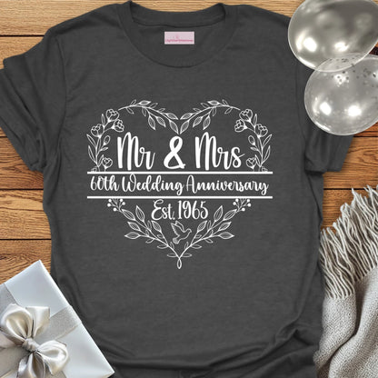 Mr & Mrs Est. 1965 - 60th Wedding Anniversary T-Shirt