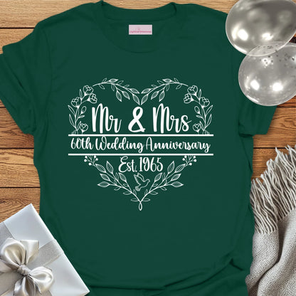 Mr & Mrs Est. 1965 - 60th Wedding Anniversary T-Shirt