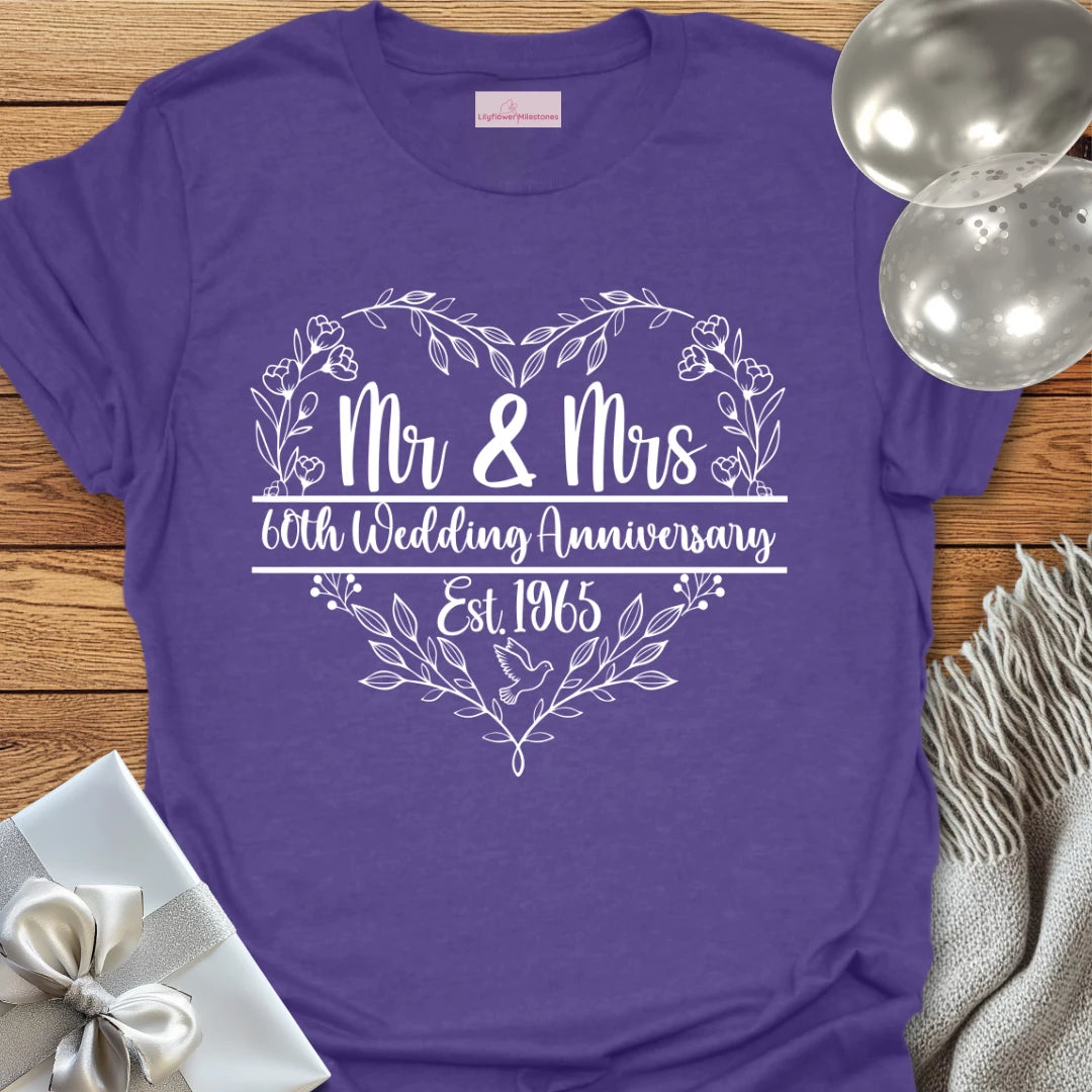 Mr & Mrs Est. 1965 - 60th Wedding Anniversary T-Shirt