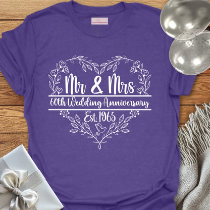 Mr & Mrs Est. 1965 - 60th Wedding Anniversary T-Shirt